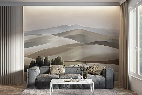 Landscape of hills and trees
