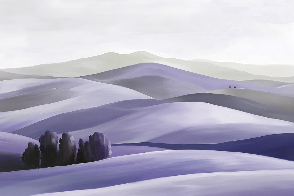 Landscape of hills with trees