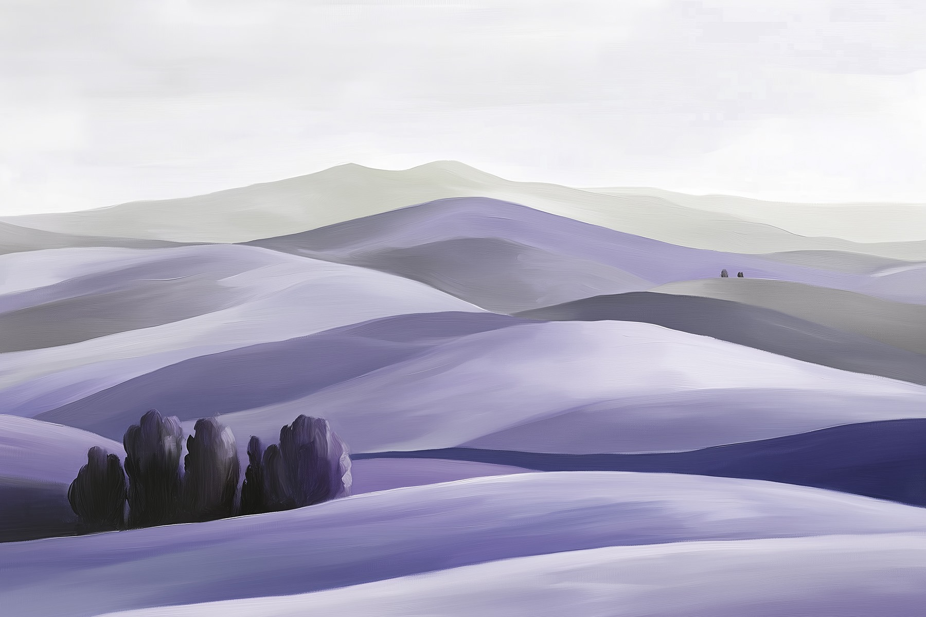 Landscape of hills with trees