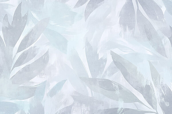 White and grey background with leaves