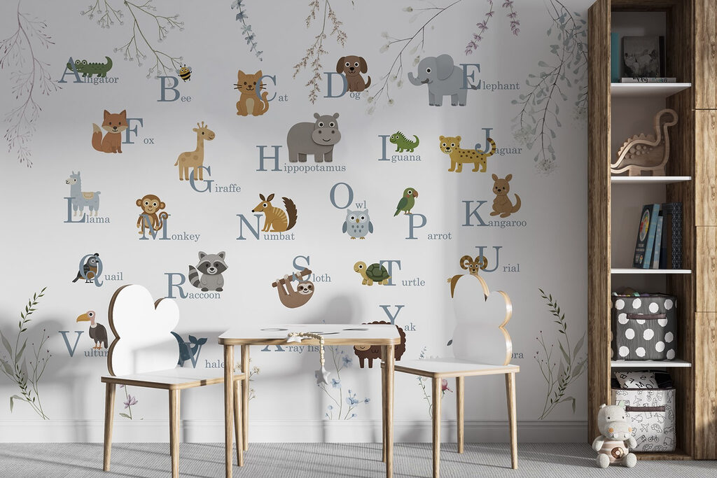 Group of animals with letters