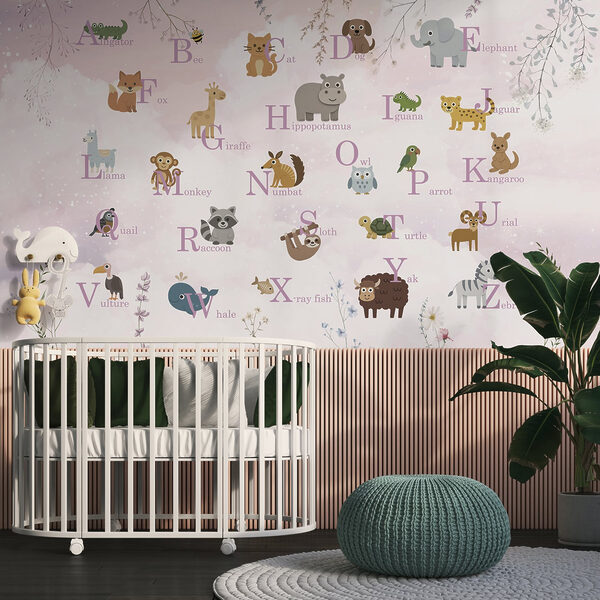 Cartel con animales y letras Cartel con animales y letras