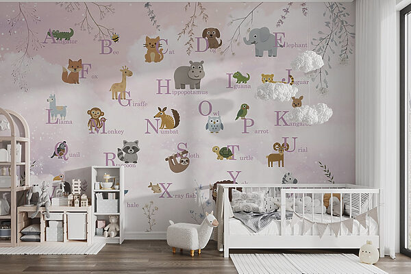 Cartel con animales y letras Cartel con animales y letras