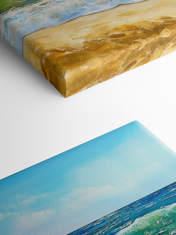 Watercolor of waves crashing on a beach