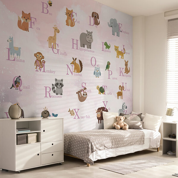 Fotomurales Fotomurales Grupo de animales con letras (SKU: w03810)