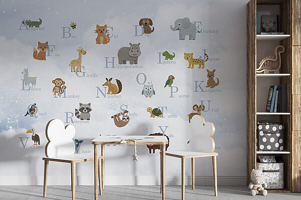 Grupo de animales con letras Grupo de animales con letras