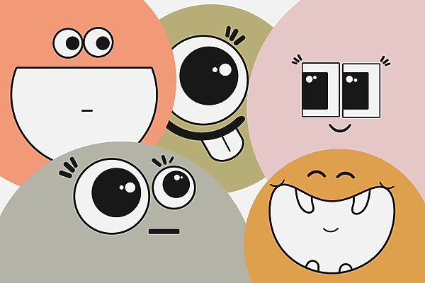 Grupo de caras de dibujos animados Grupo de caras de dibujos animados
