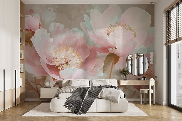 Fotomurales Fotomurales Delicadas flores en suaves tonos pastel (SKU: w09087v1)