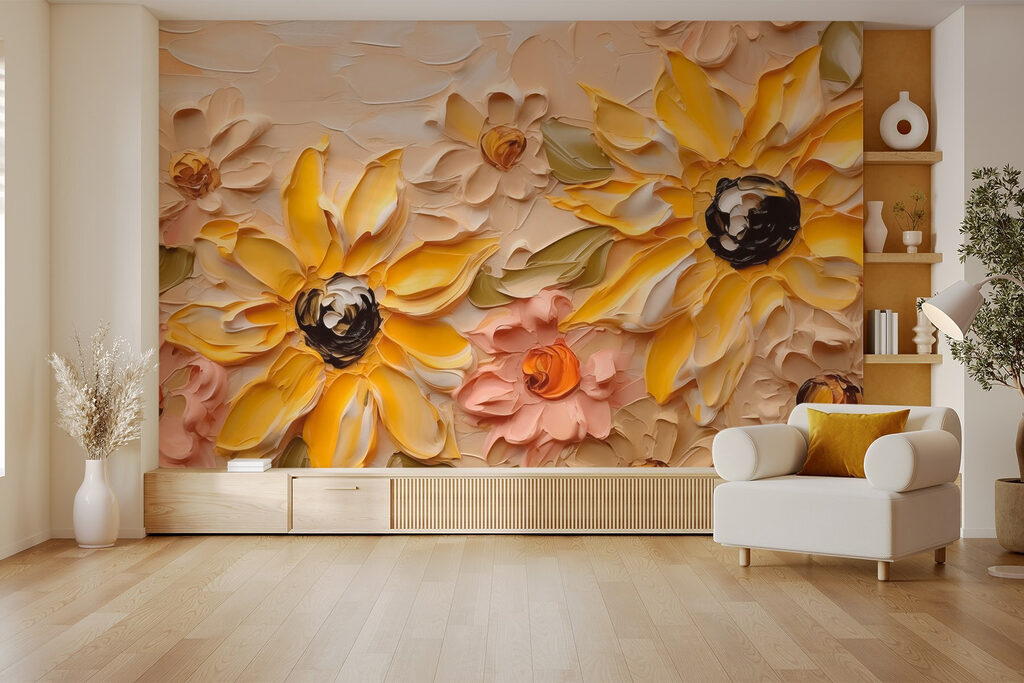 Painting of flowers on a wall