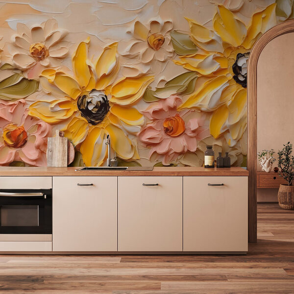 Painting of flowers on a wall