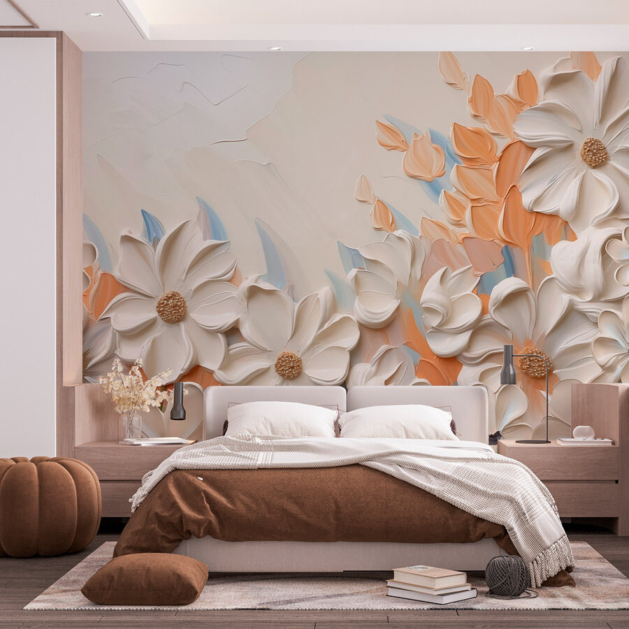 Pintura de flores en una pared