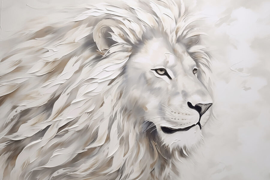 León blanco con pelo largo
