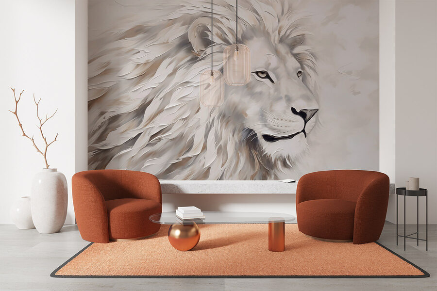 León blanco con pelo largo