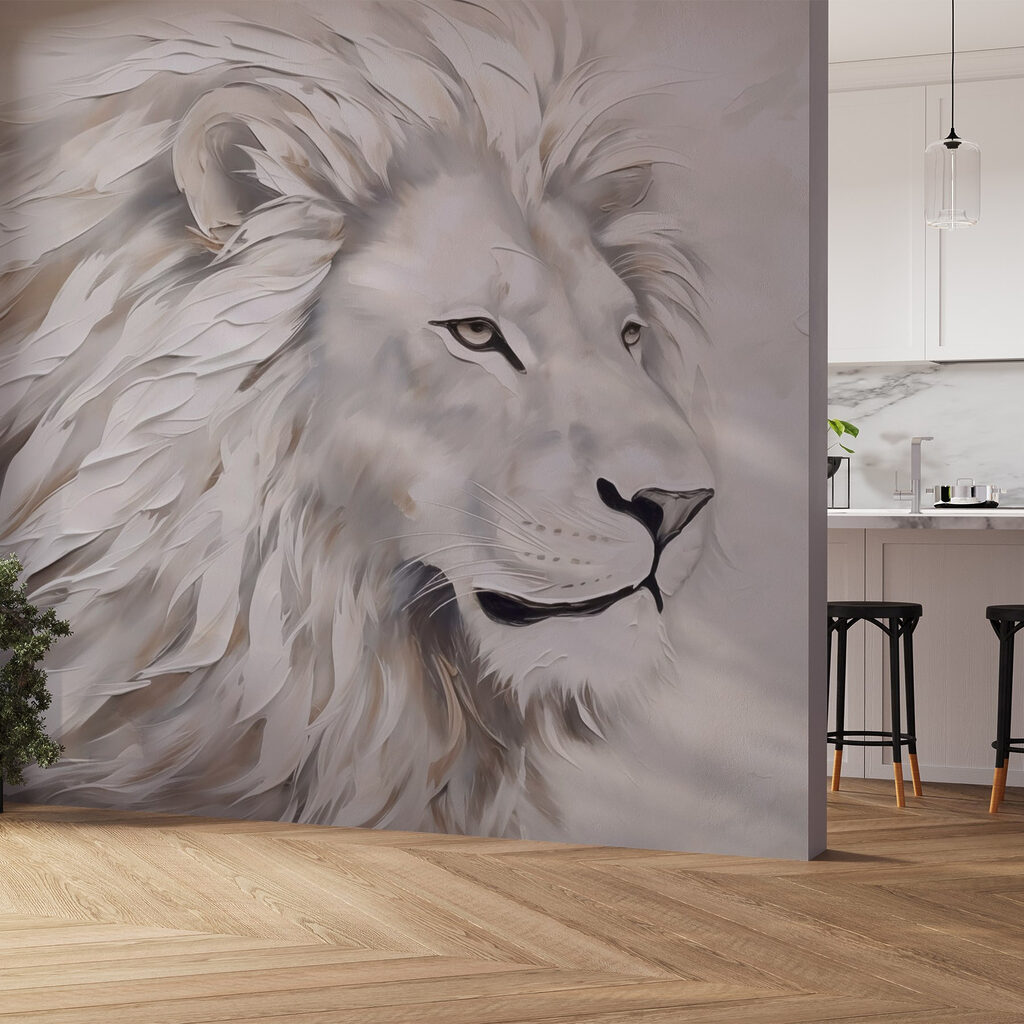 White lion with long hair