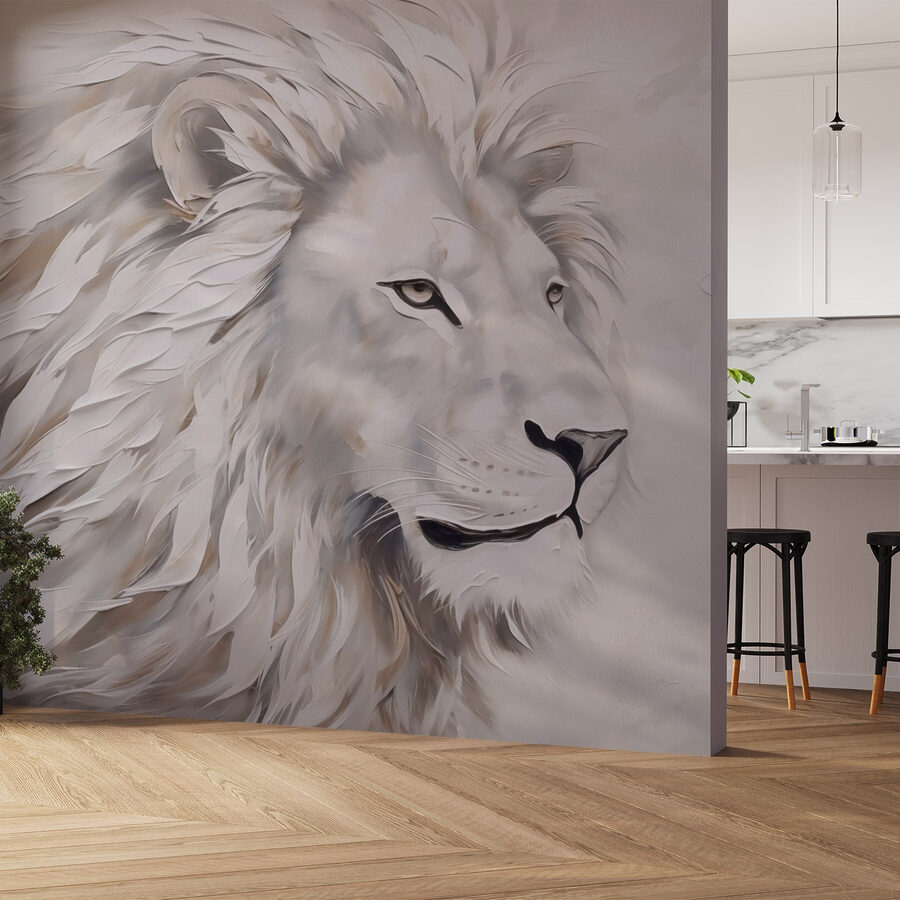 León blanco con pelo largo