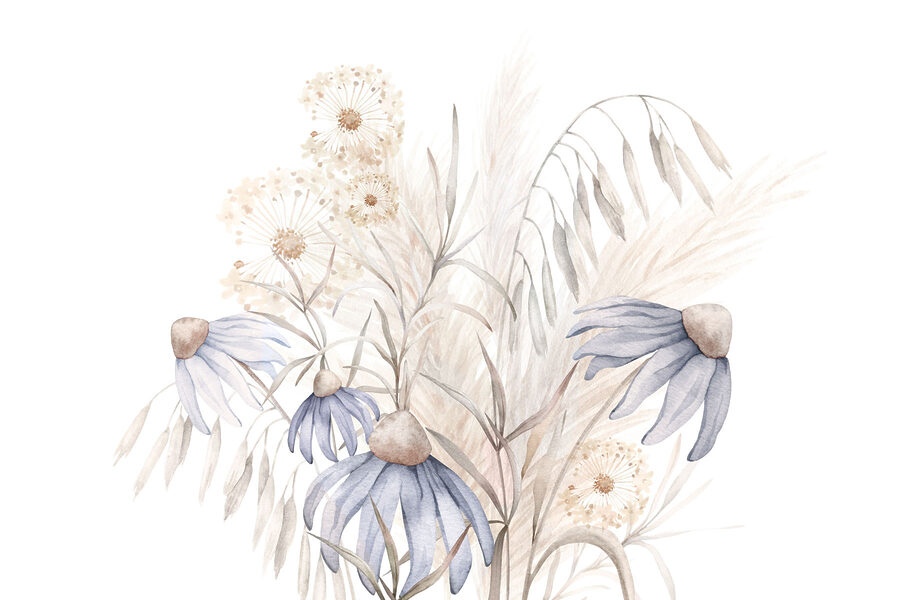 Acuarela de flores y plantas