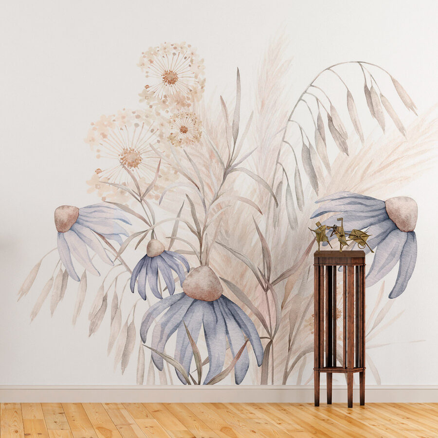 Acuarela de flores y plantas