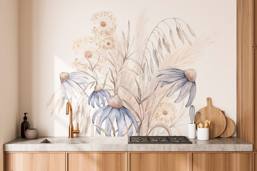 Acuarela de flores y plantas