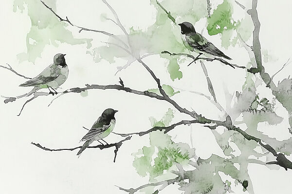 Grupo de pájaros sentados en la rama de un árbol Grupo de pájaros sentados en la rama de un árbol