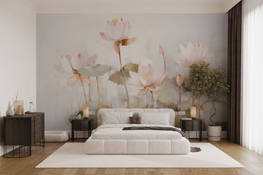Pintura de flores y hojas