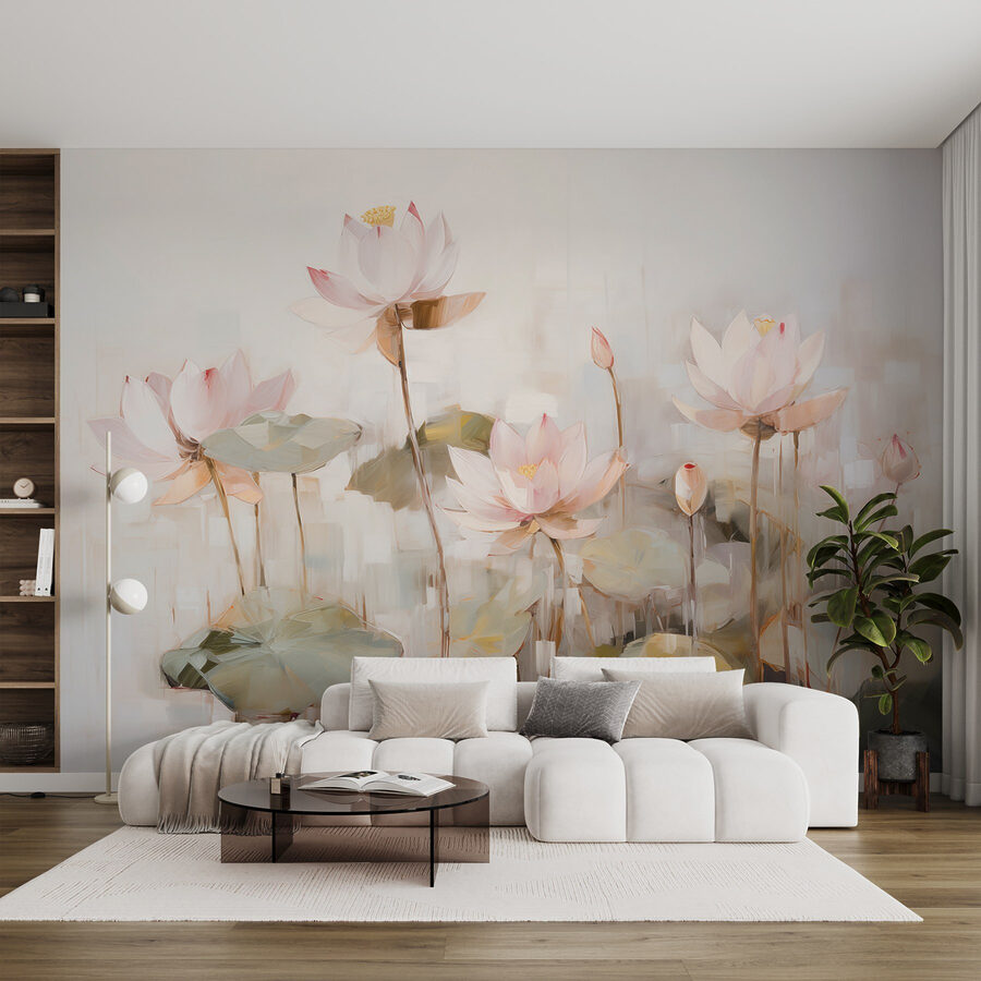 Pintura de flores y hojas