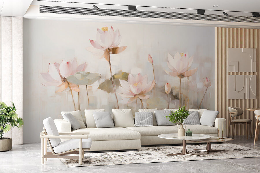 Pintura de flores y hojas