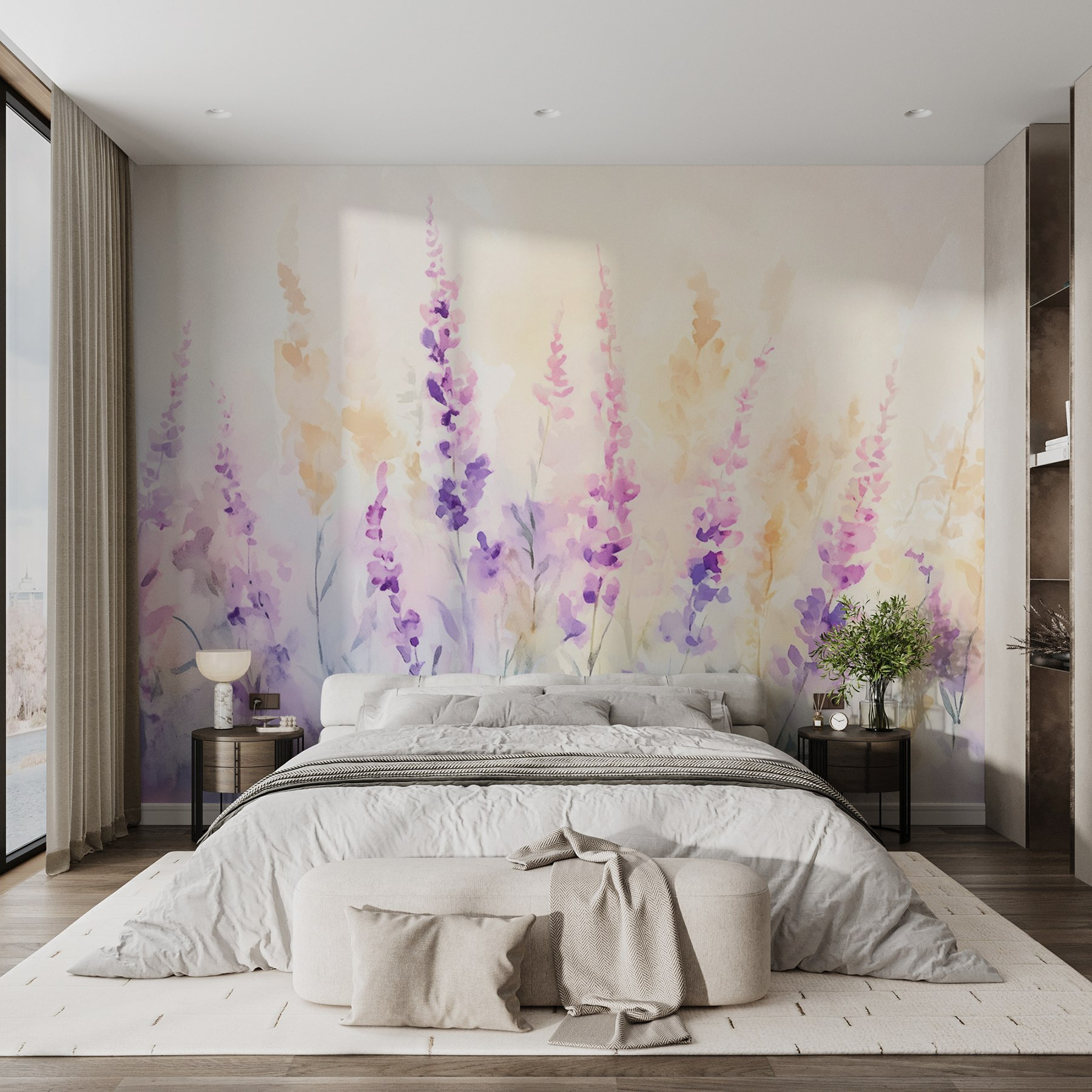 Painting of flowers in a field