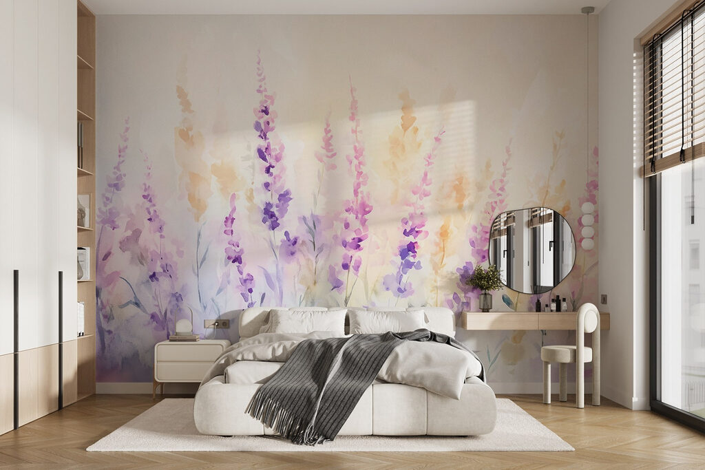 Painting of flowers in a field