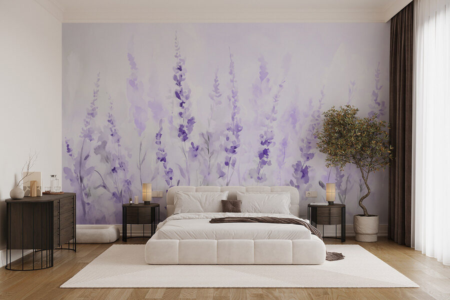 Fotomurales Pintura de flores moradas