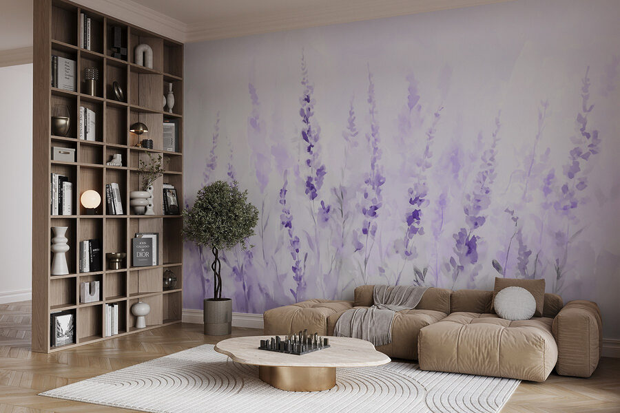 Fotomurales Pintura de flores moradas - Imagen 2