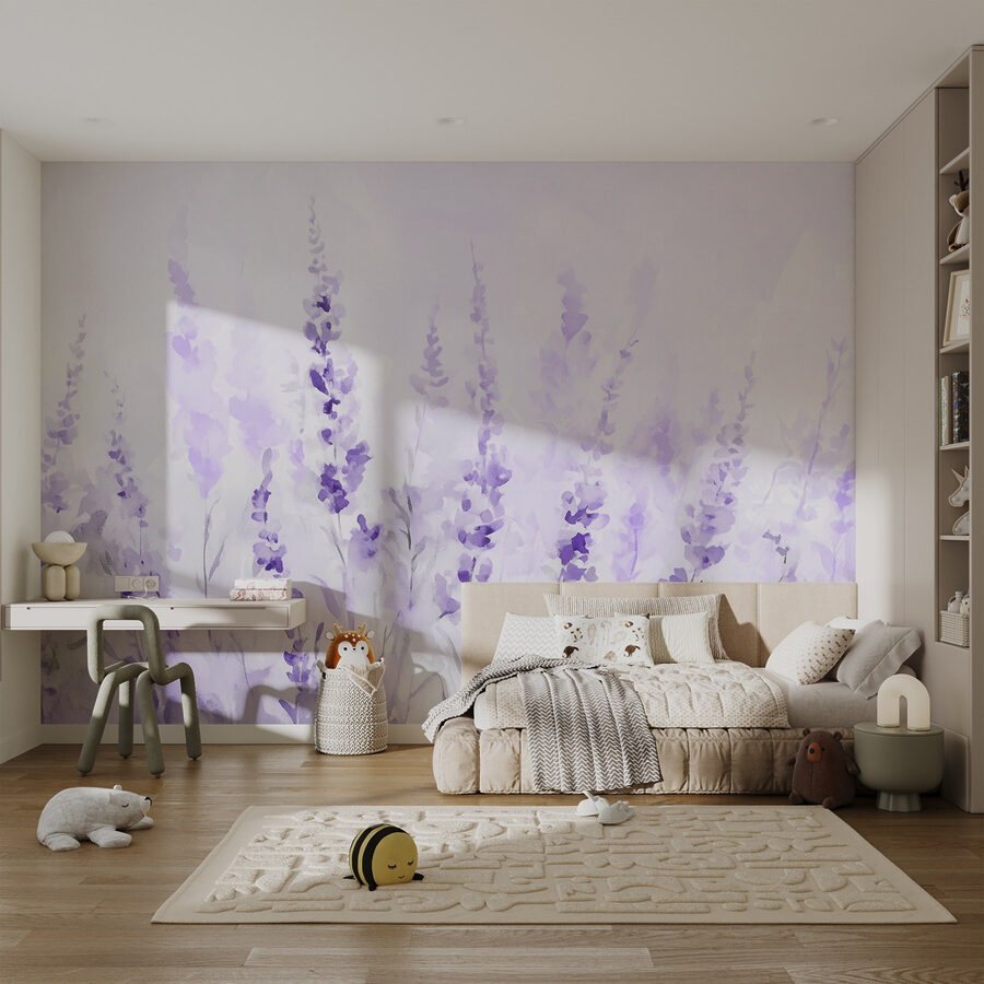 Fotomurales Pintura de flores moradas - Imagen 3