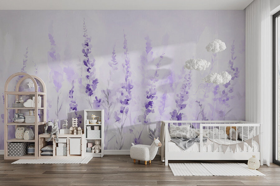 Fotomurales Pintura de flores moradas - Imagen 4