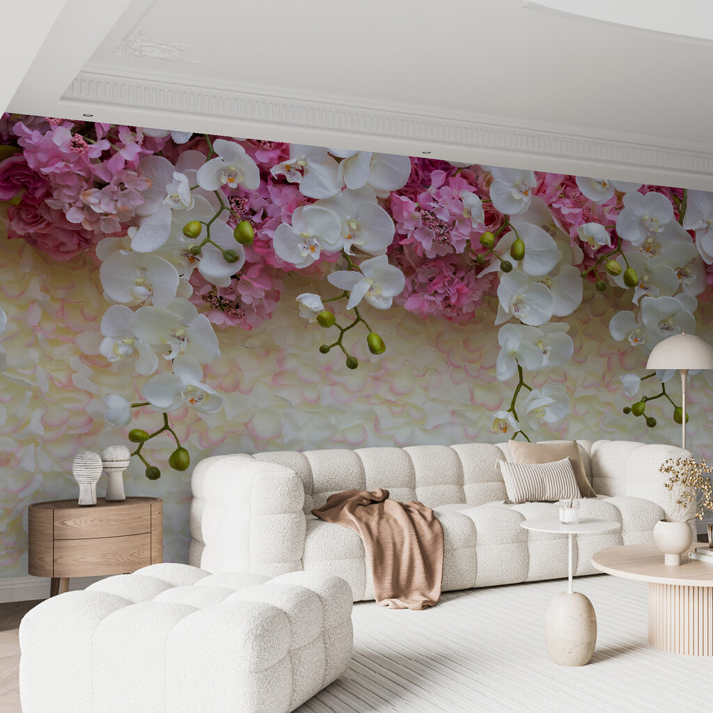 Group of white and pink flowers