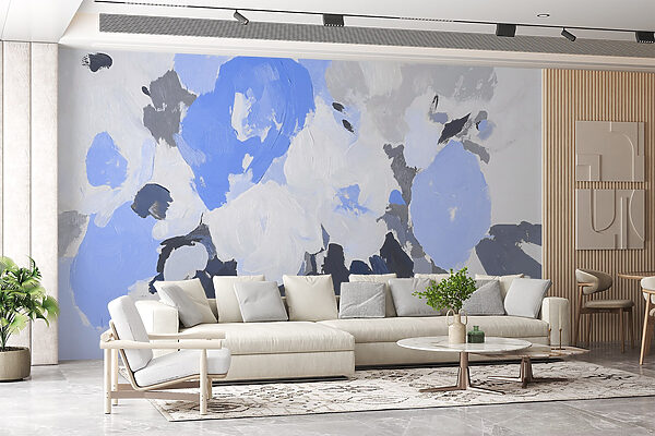 Pintura de flores en azul y gris Pintura de flores en azul y gris