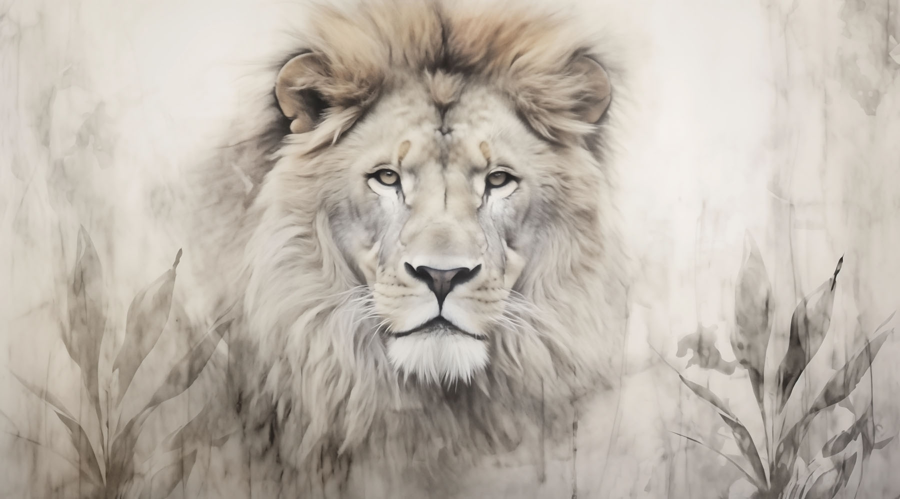 Majestic lion in serene surroundings