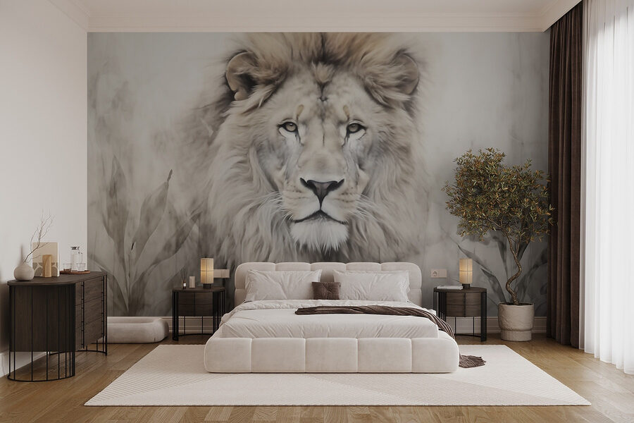 Majestuoso león en un entorno sereno