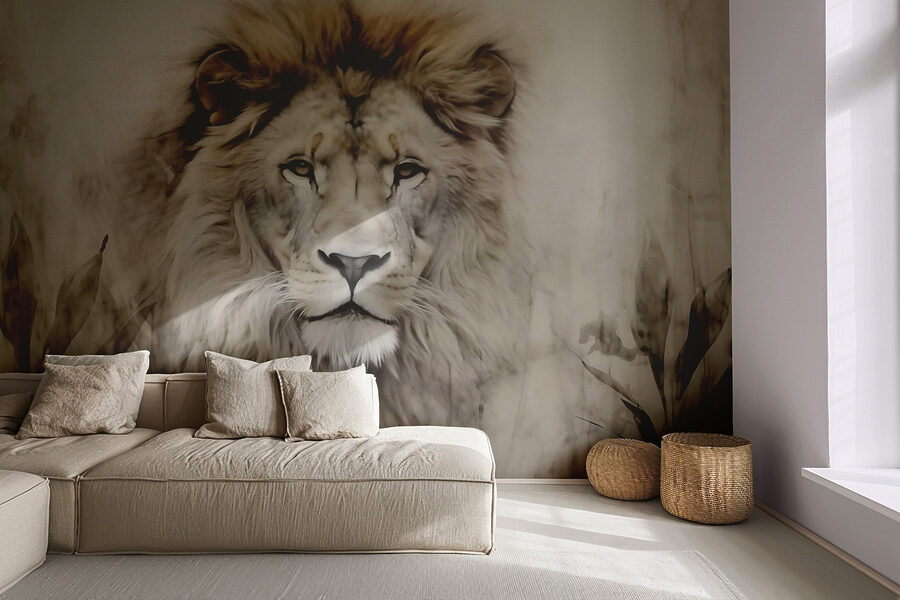 Majestuoso león en un entorno sereno