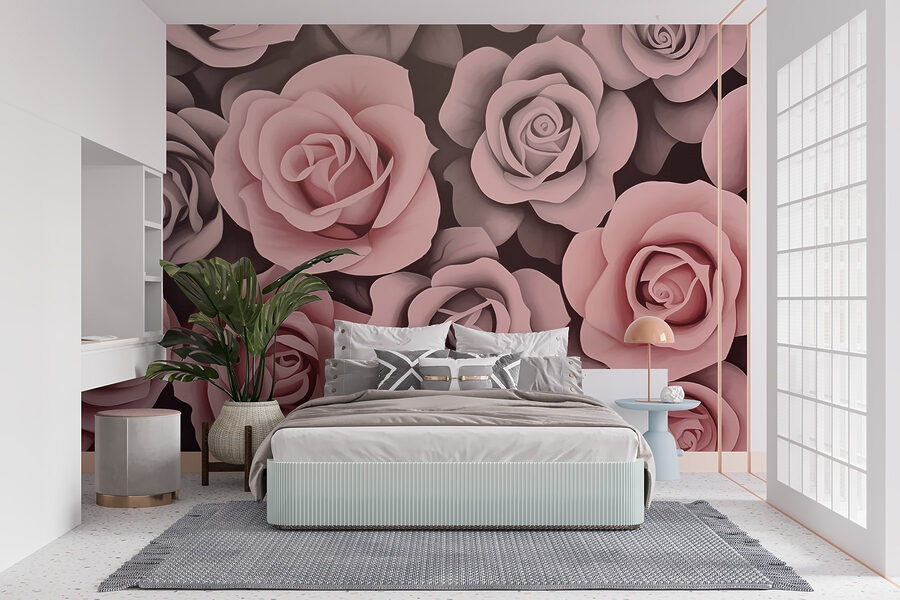 Grupo de rosas rosadas