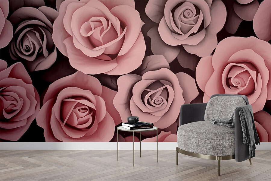 Grupo de rosas rosadas