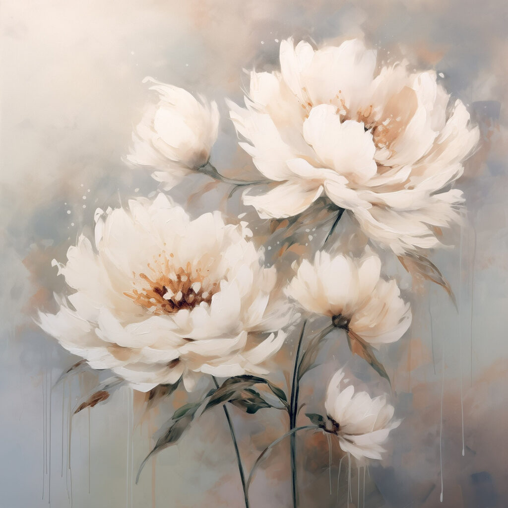 Painting of white flowers Painting of white flowers