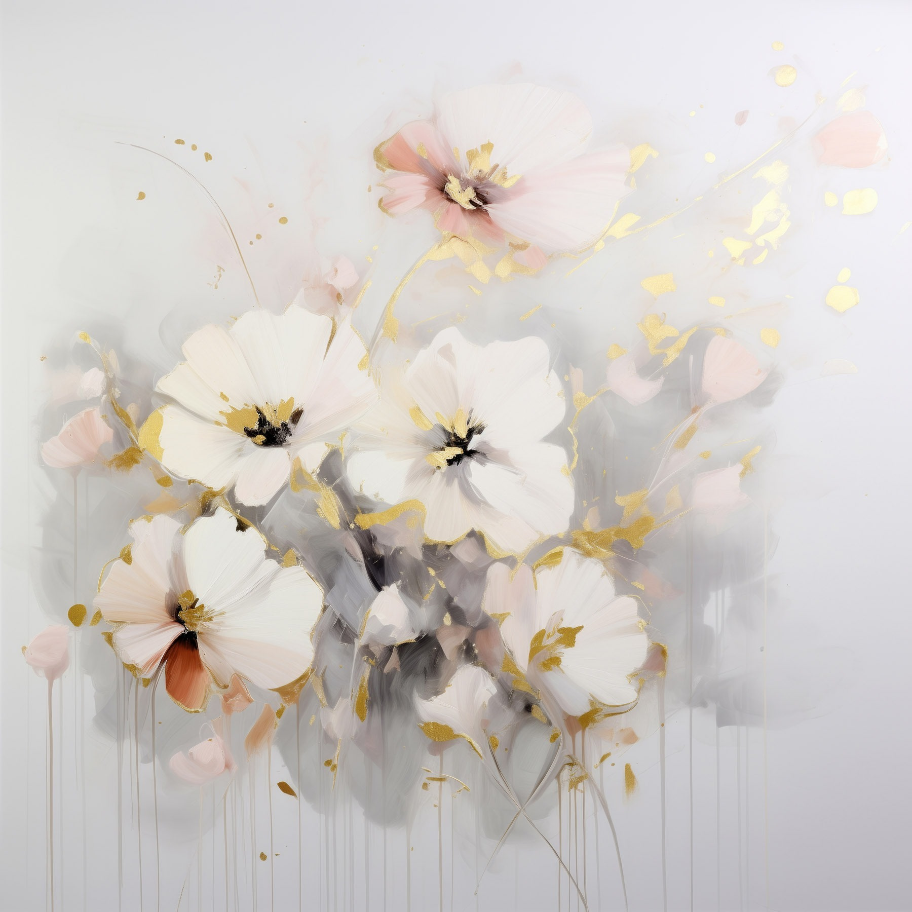 Painting of flowers on a white surface