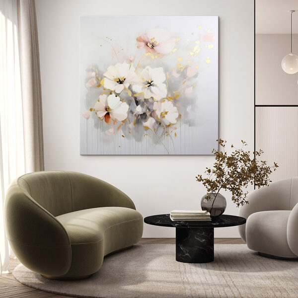 Pintura de flores sobre una superficie blanca Cuadros Pintura de flores sobre una superficie blanca