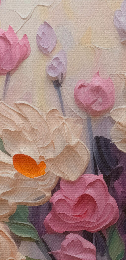 Painting of flowers and leaves Painting of flowers and leaves