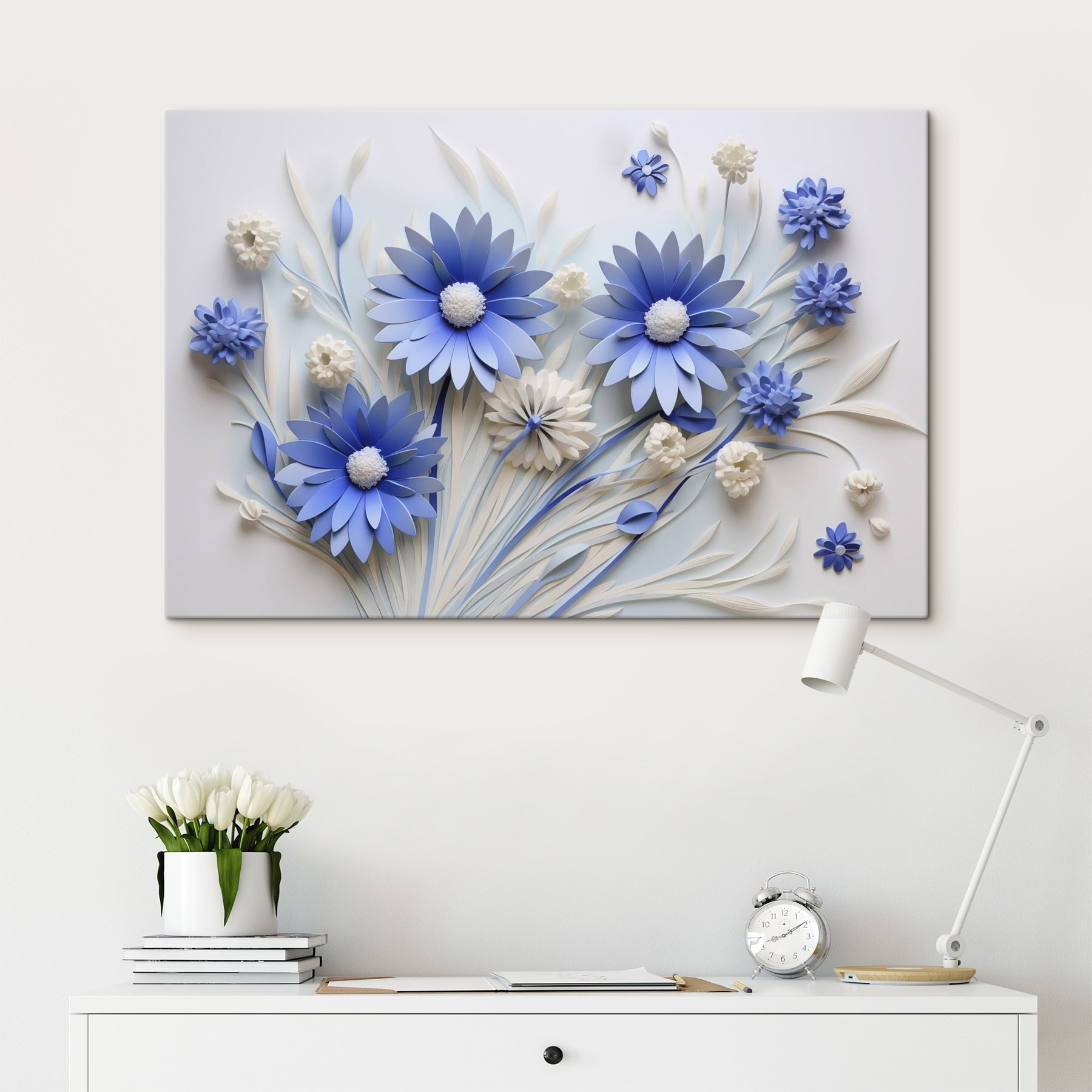 Blue and white paper flowers Blue and white paper flowers