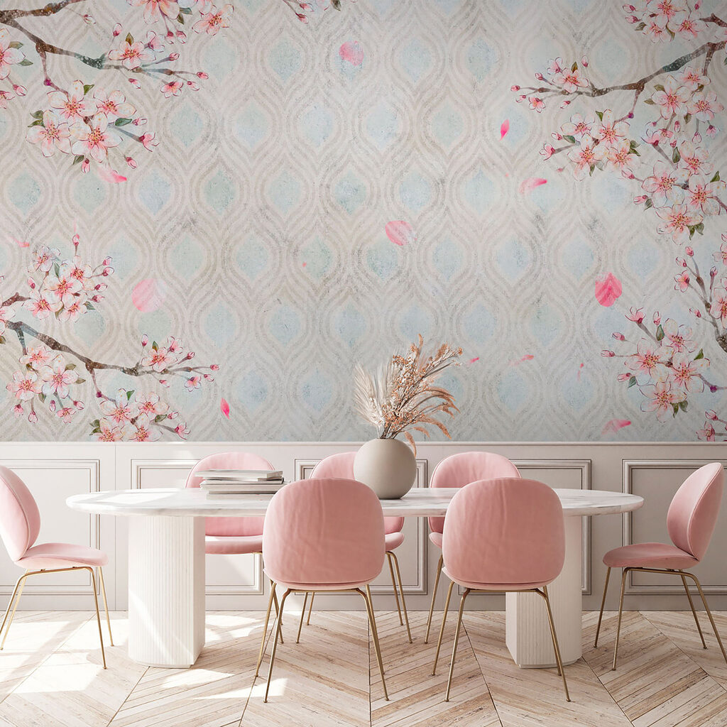 White and pink floral pattern