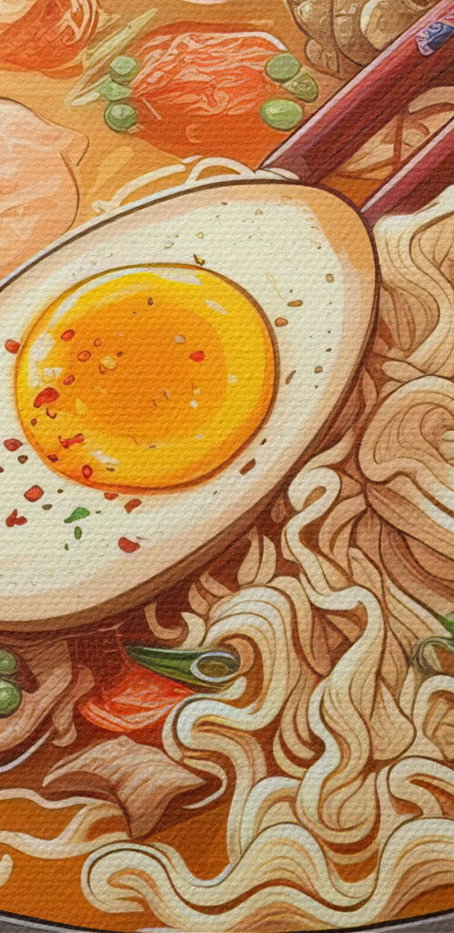 A bowl of ramen with chopsticks and an egg A bowl of ramen with chopsticks and an egg