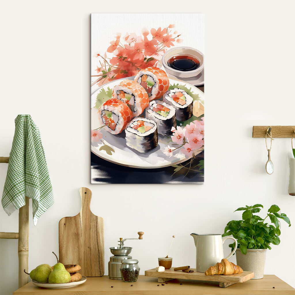 Plate of sushi and sauce Plate of sushi and sauce