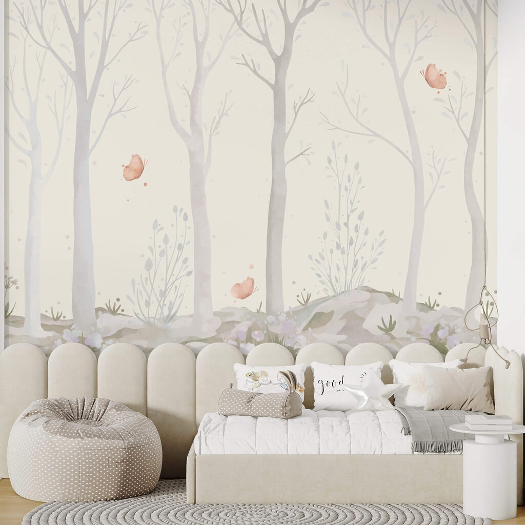 Grupo de árboles con mariposas