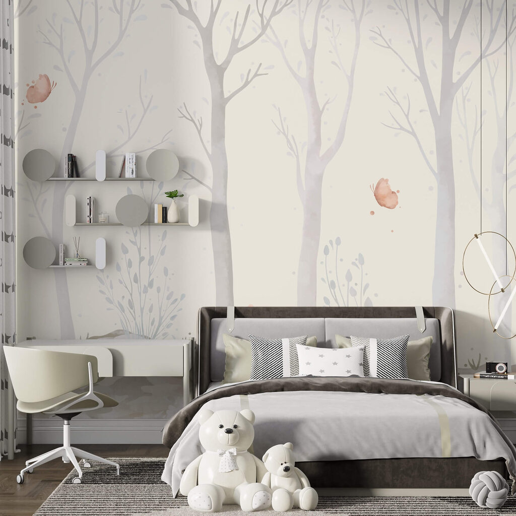 Grupo de árboles con mariposas