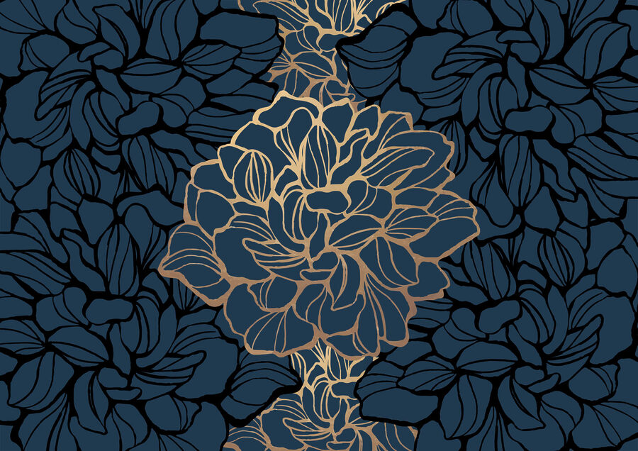 Diseño floral atrevido sobre fondo oscuro